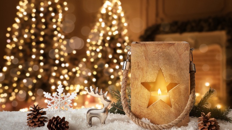 Wooden lantern with star