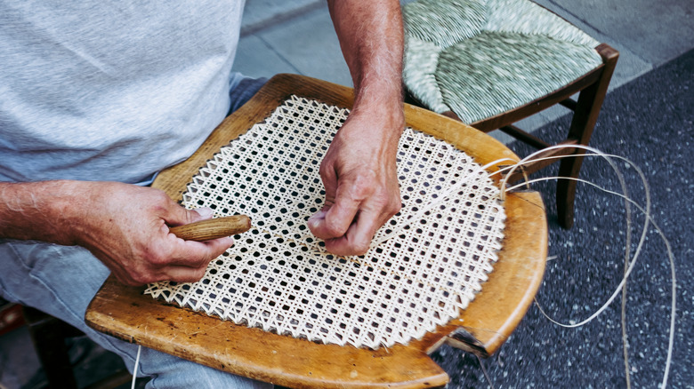 repairing a wicker chair