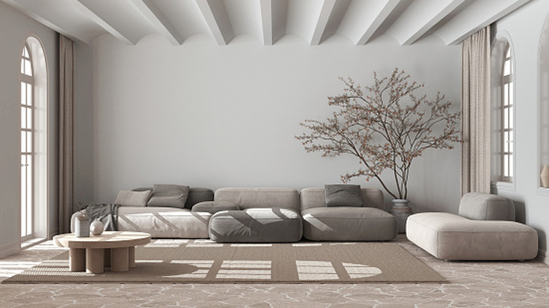 A Scandi-style interior with natural stone flooring