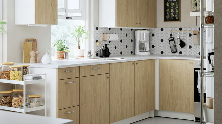 IKEA KNOXHULT system with light ash wood veneer cabinets