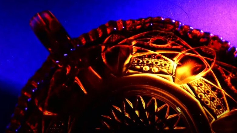 A cadmium glass under a UV light