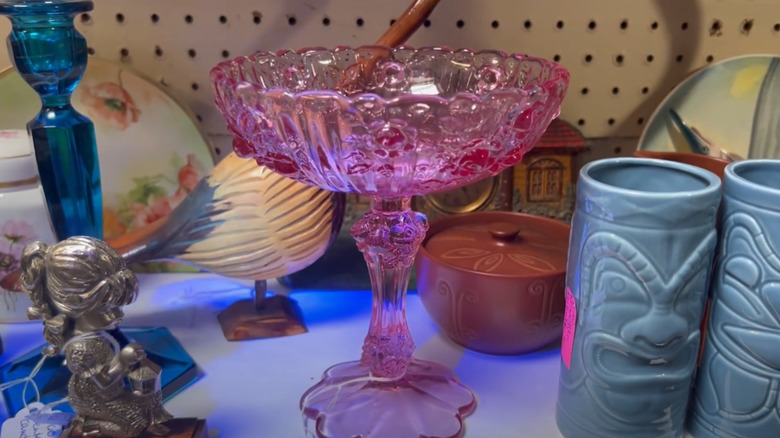 A pink vintage selenium glass