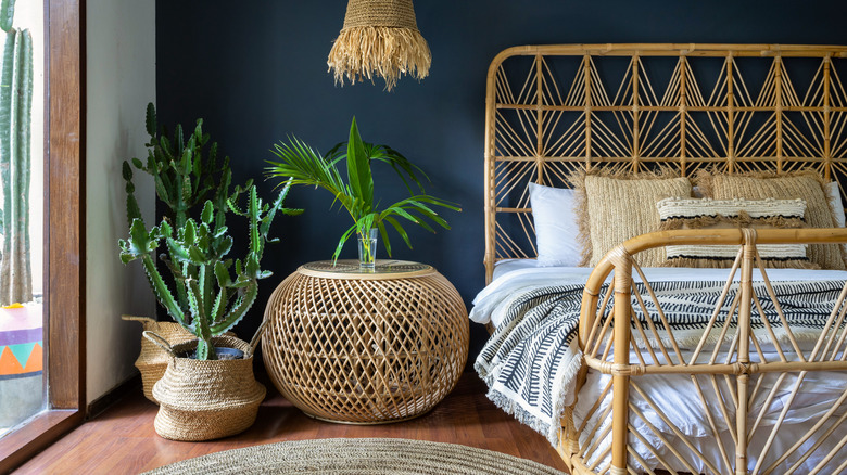 bedroom with unique nightstand