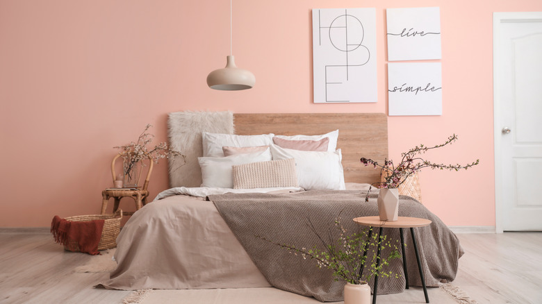 text art on bedroom wall