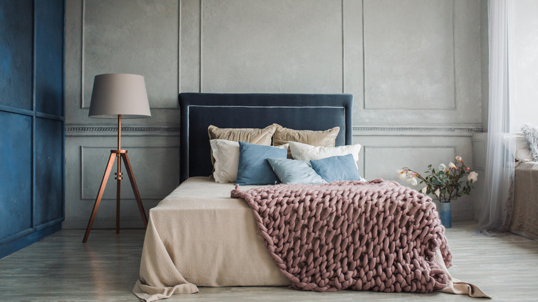 bedroom with fancy walls