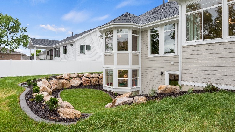 Rock garden in backyard