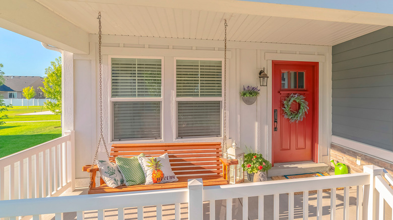 traditional swing on porch