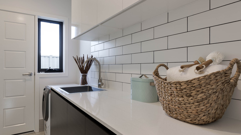 Subway tiles laundry room