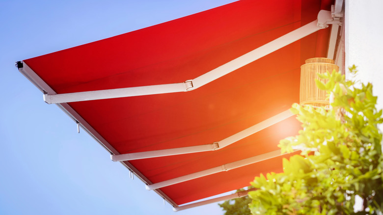 red canvas canopy shade