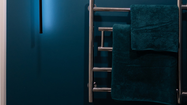 Dark blue bathroom