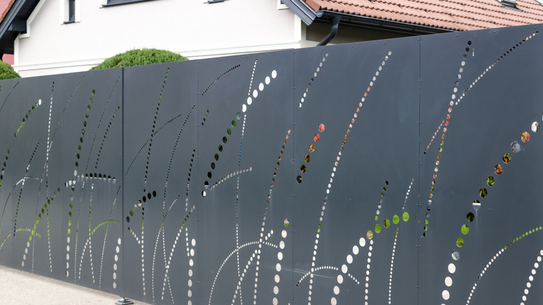 decorative metal screen fence black