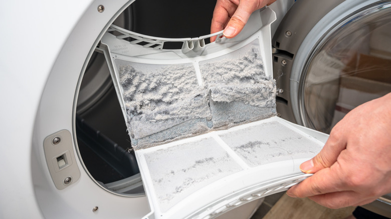 dryer lint trap full of lint