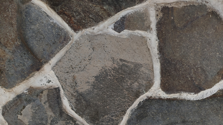 Close up of stone with cement grout