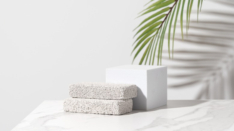 pumice stones on a white countertop