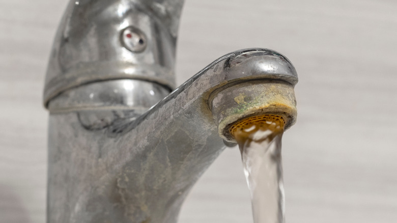 Faucet with calcium buildup