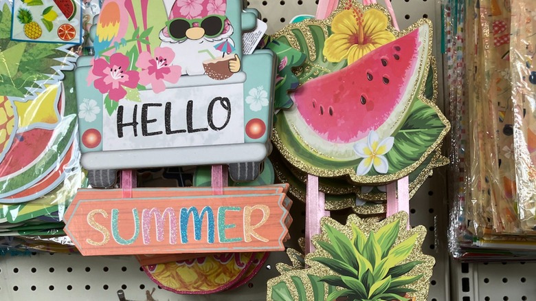 Signs with summer imagery from Dollar Tree