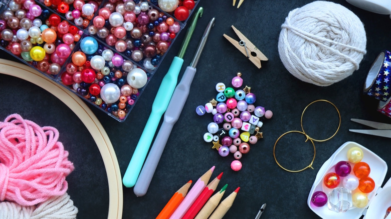 Craft supplies on tabletop