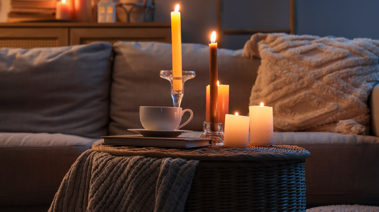 wicker in dark living room