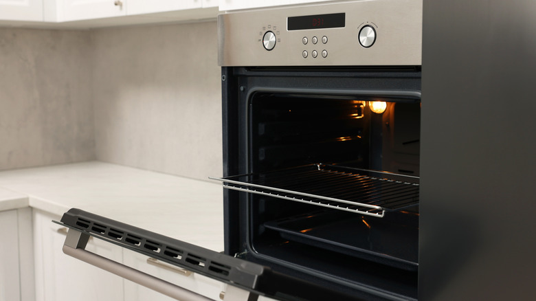 open oven in kitchen