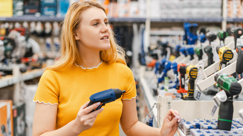 Woman at a hardware store