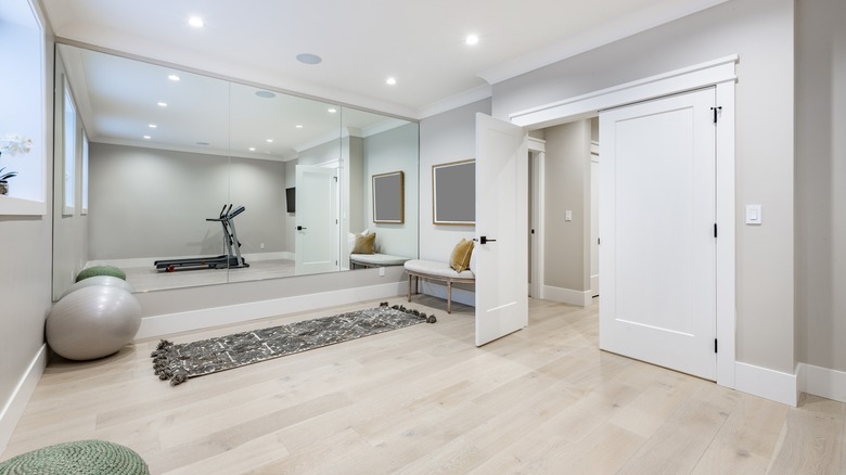 floor-to-ceiling mirrors in home 