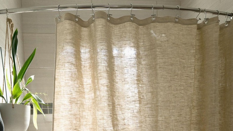 Close up of beige hemp fabric
