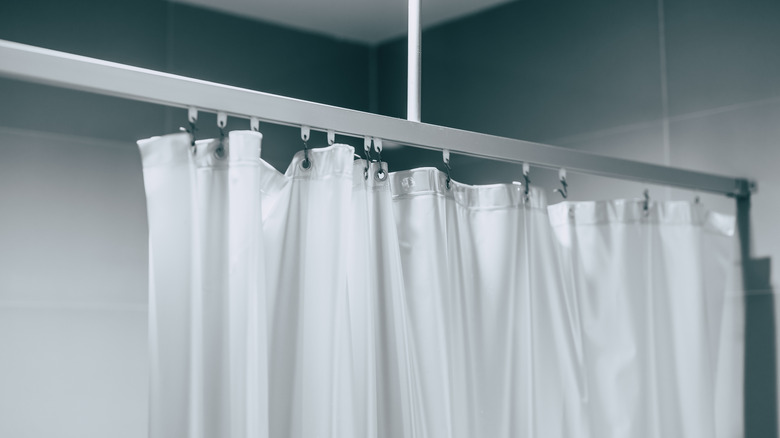 Close up of vinyl PVC shower curtain