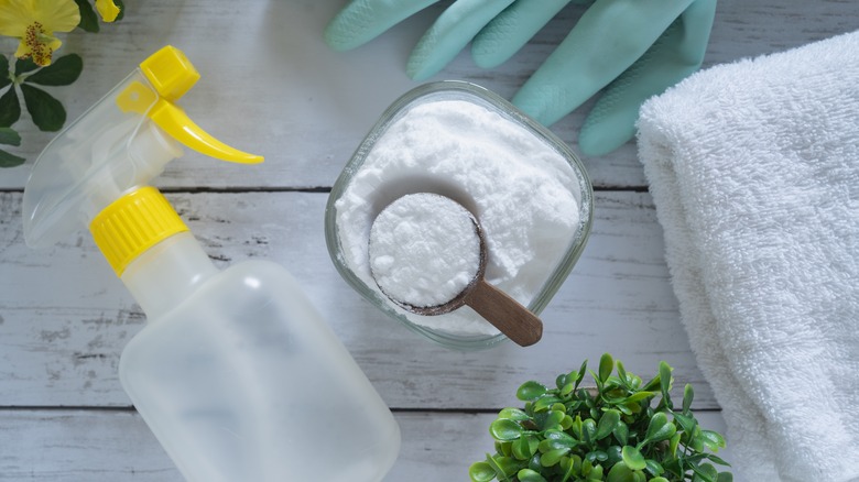 baking soda next to spray bottle