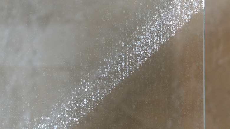 Hard water stains on glass shower