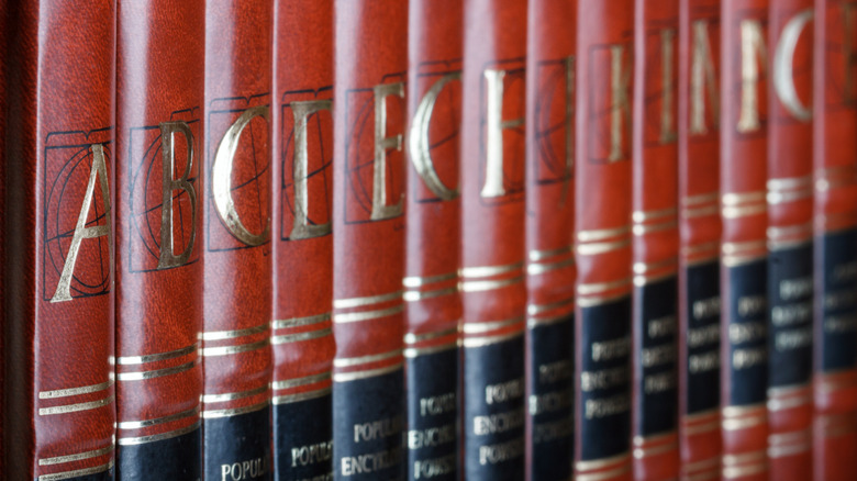 Set of encyclopedias with gold lettering