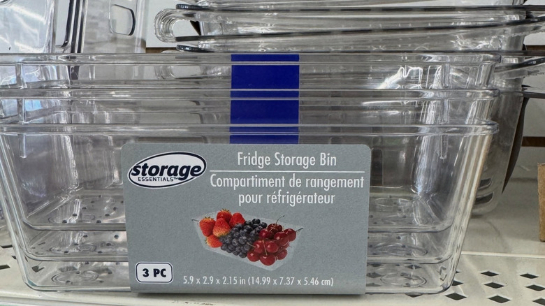 a three pack of the fridge storage bins from Dollar Tree