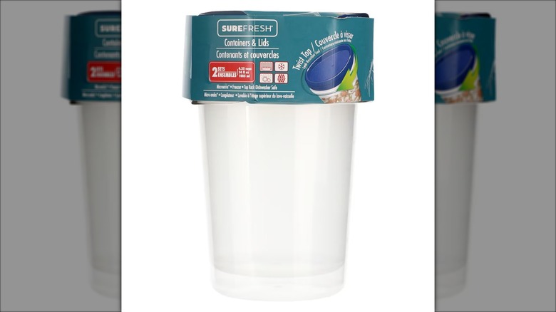 The Dollar Tree Sure Fresh tall containers with twist top lids