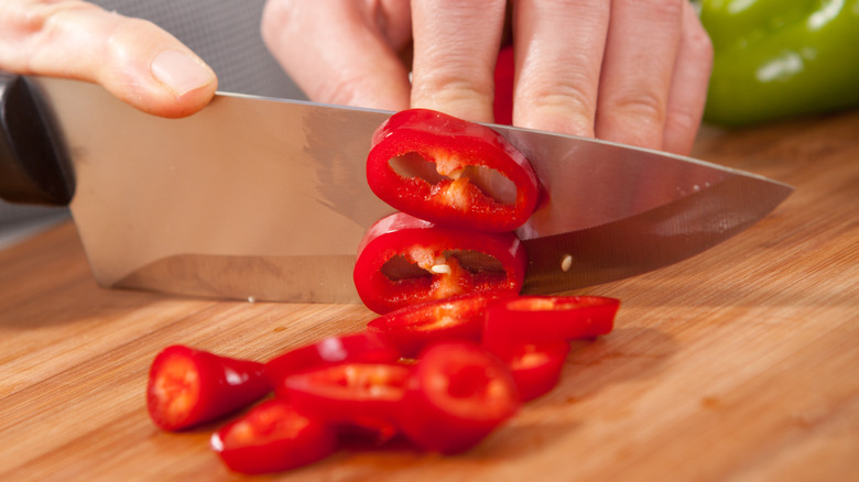 several chili peppers