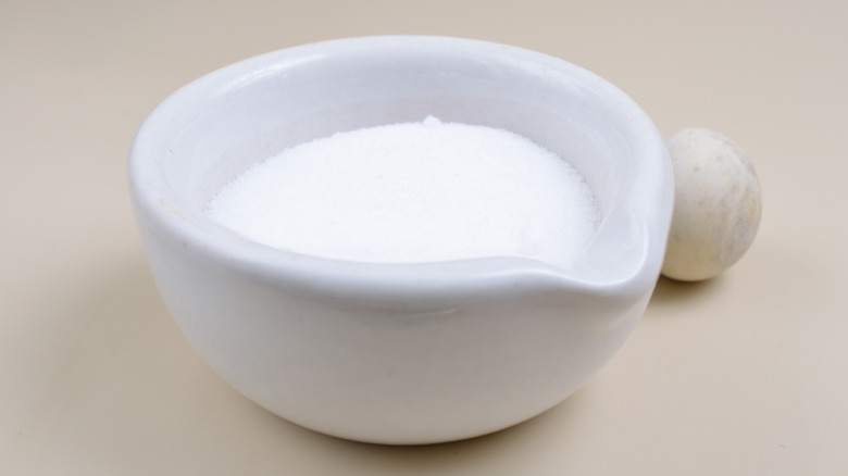 Close up of borax in ceramic bowl