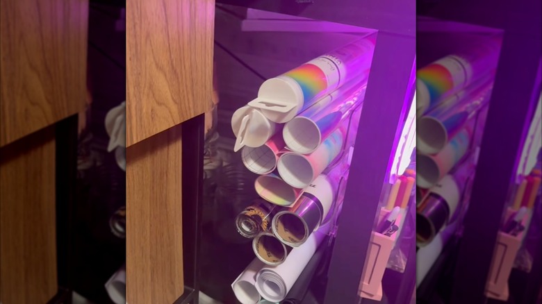 Rolls of vinyl in organizer