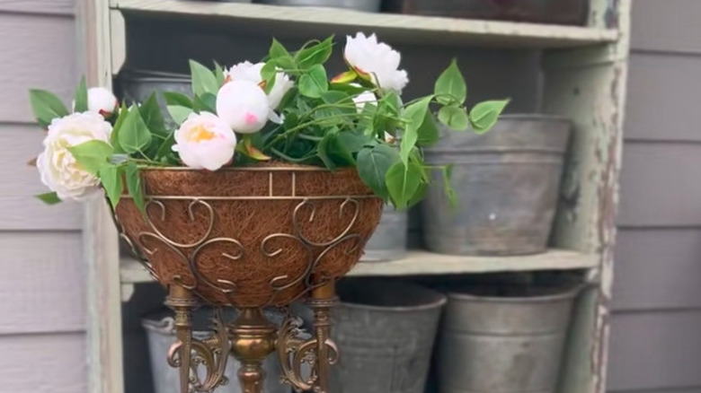 Lamp base used as planter