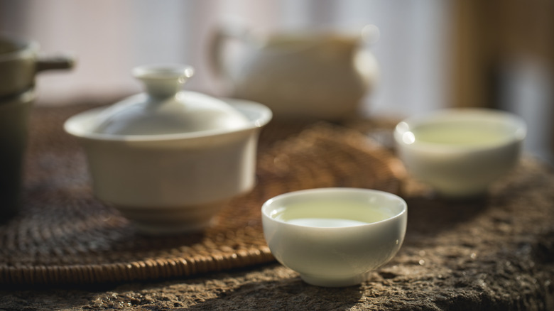 A simple porcelain tea set