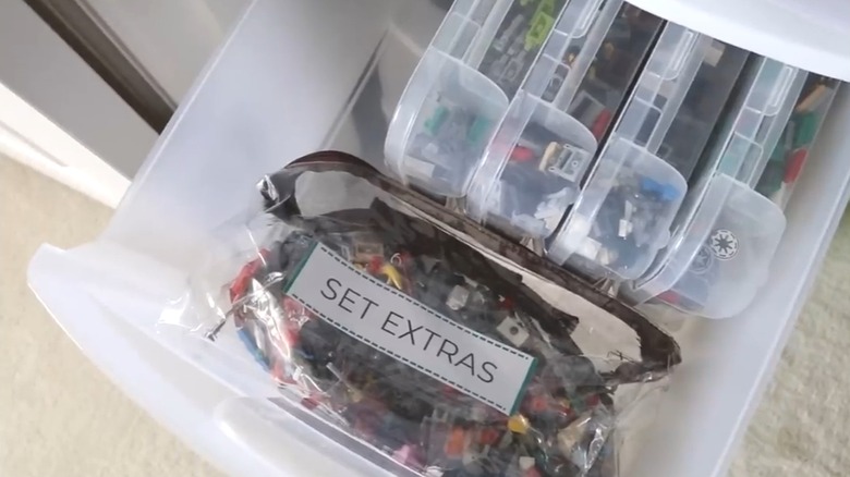 Drawer tower organized lego system