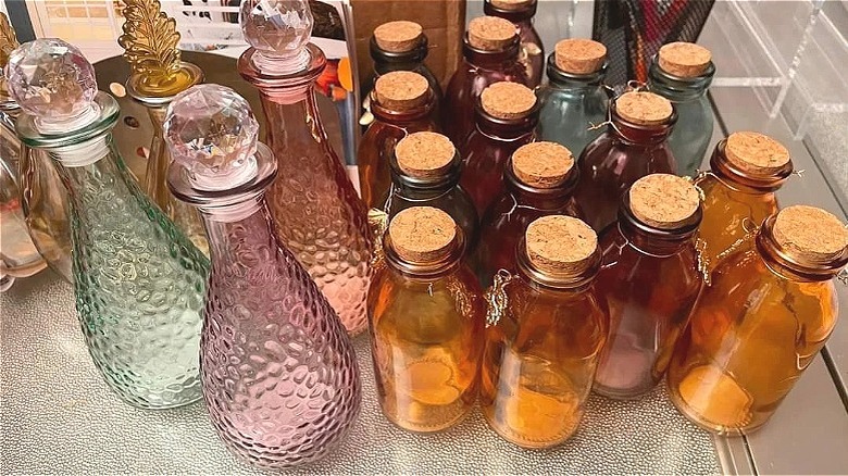 Glass bottles in pastel colors