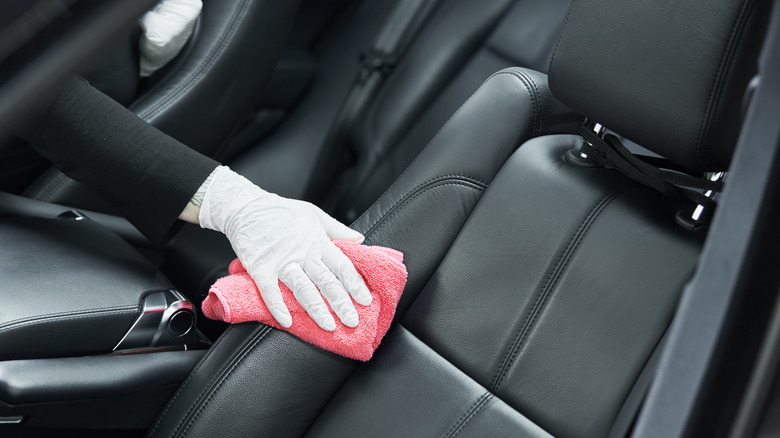 cleaning black car seat