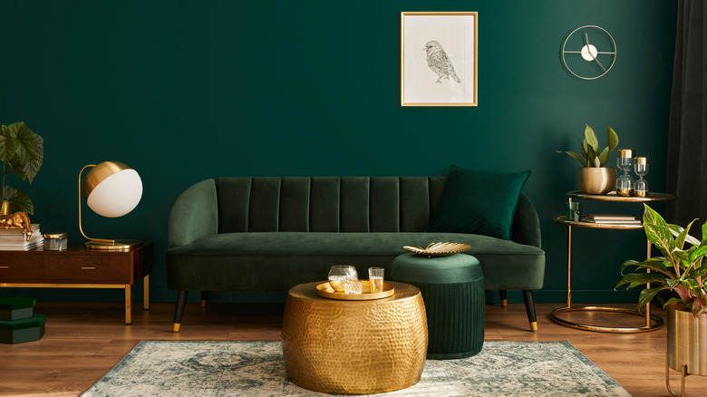 Living room with green walls