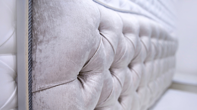 Chenille upholstered headboard