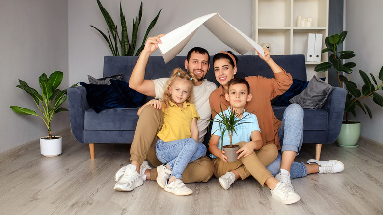 family in a home