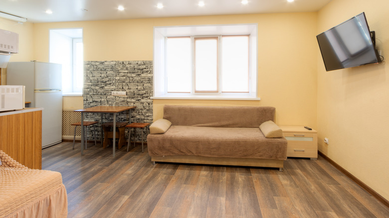 A poorly arranged apartment living room