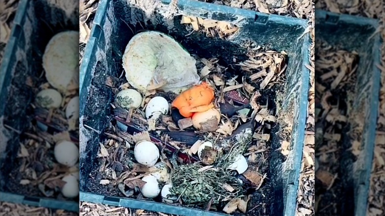 crate compost bin in ground