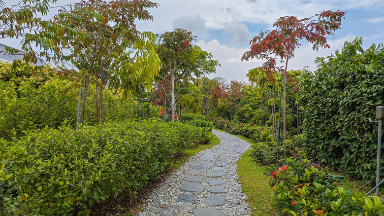 gravel path with stone pavers