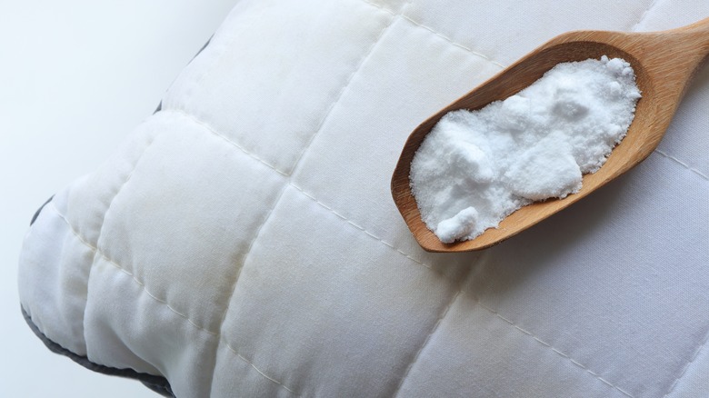 Baking soda on white pillow