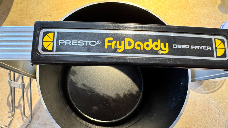 A home deep fryer with a FryDaddy logo