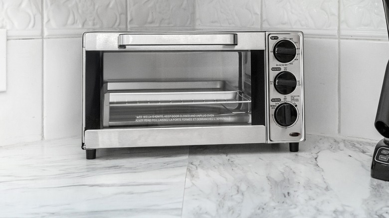 Toaster oven on a kitchen countertop