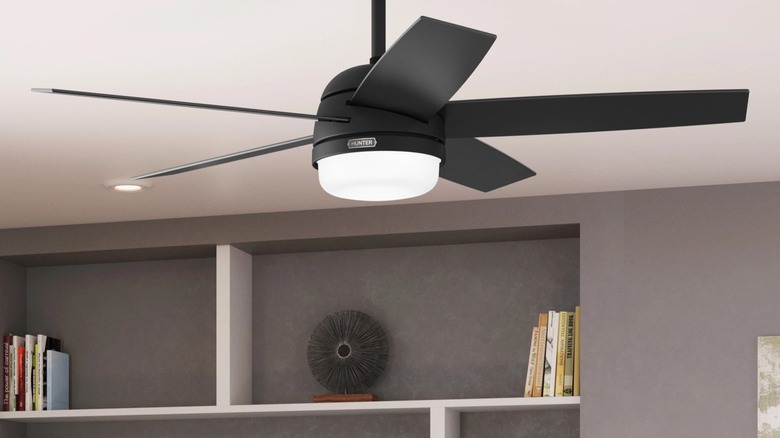 A Hunter ceiling fan in an office